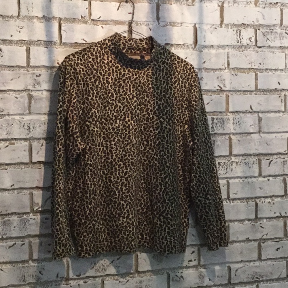 Leopard Print Croft & Barrow Turtleneck Shirt - image 1
